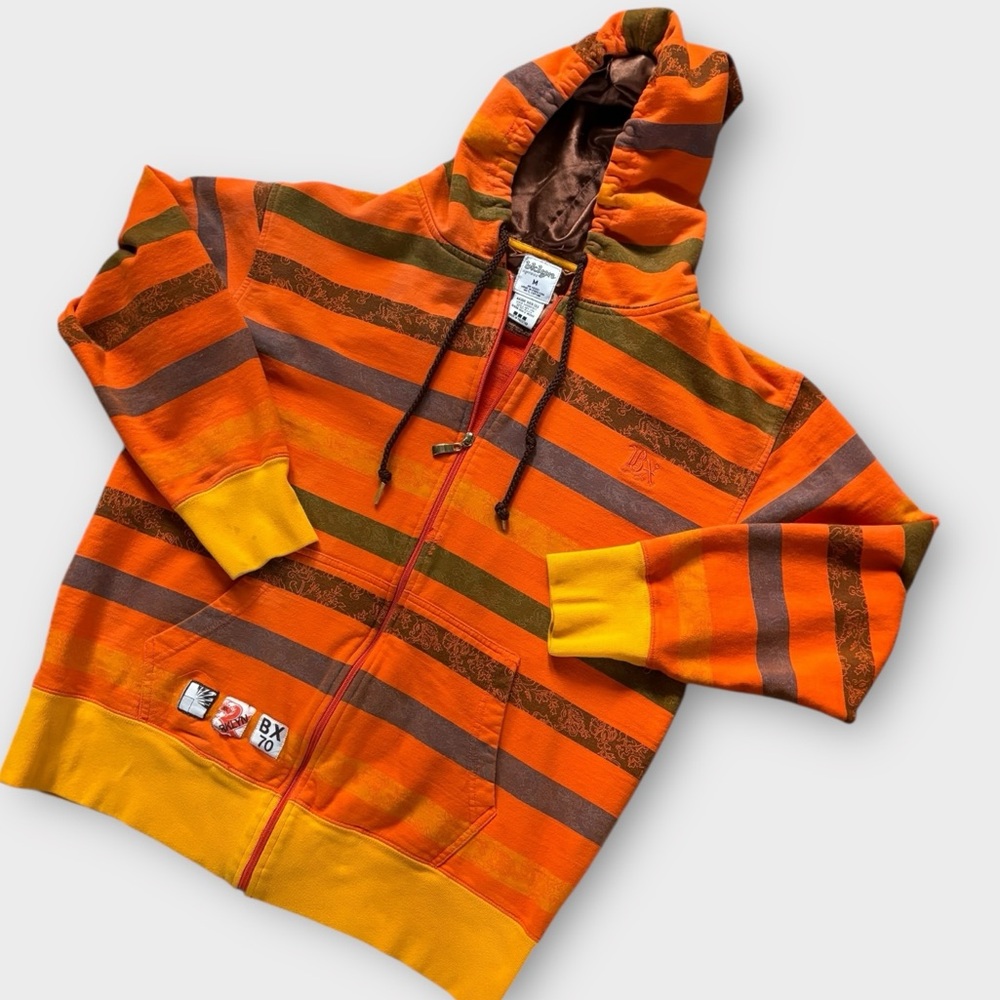 Bklyn Xpress Orange Stripe Zip Up Hoodie Y2K
Skate Hip Hop Men’s Size M